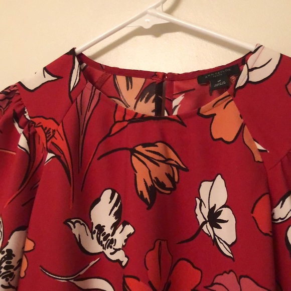 Ann Taylor Petite Floral Shirred Shoulder Top SP - Picture 5 of 7